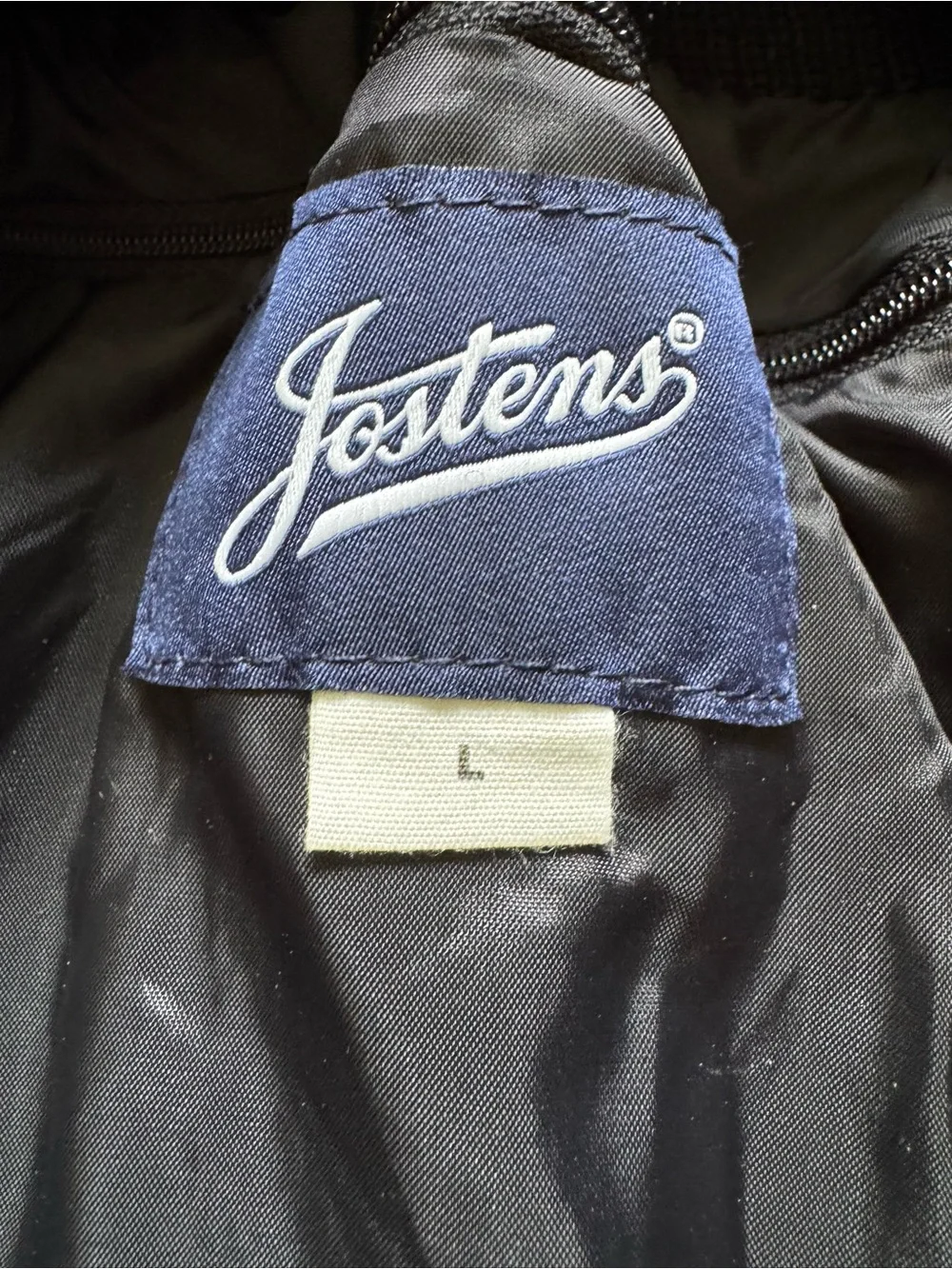 Jostens Men’s L Black Wool Leather Varsity Letterman Jacket V Horn Patch